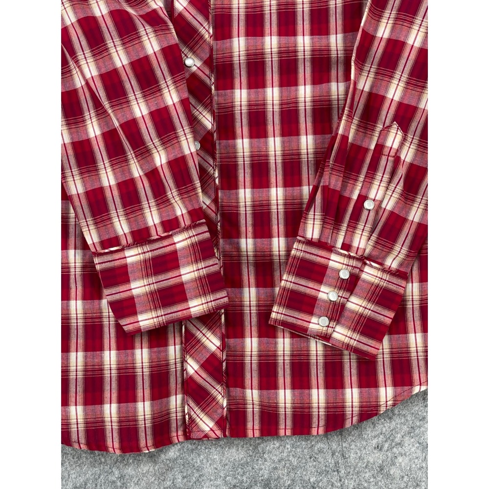 Roper Western Shirt Men L Red Plaid Embroidered Yoke Pearl Snap Smile Pocket NEW - Picture 10 of 15